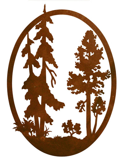 Aspen and Pine Oval Metal Wall Art