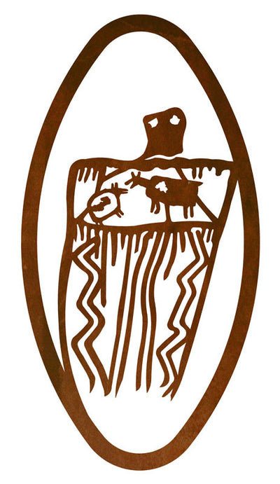Barrier Canyon Hunter 22" Oval Southwest Metal Wall Art