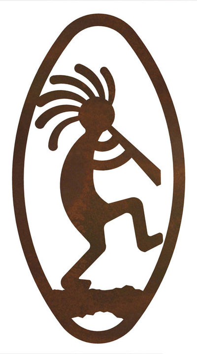 Kokopelli 22" Oval Southwest Metal Decor