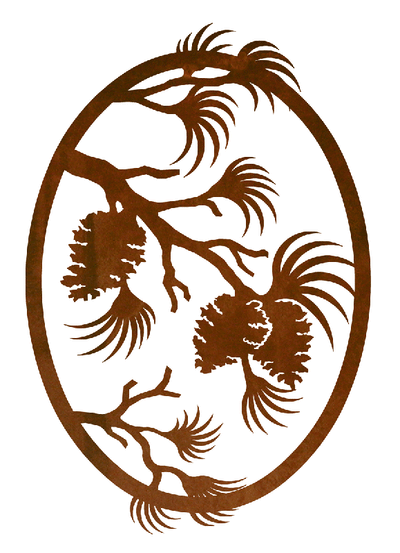 Pine Cone Oval Metal Wall Art