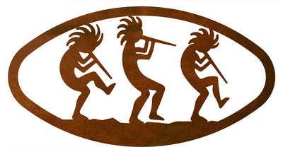 Kokopelli 22" Oval Southwest Metal Decor