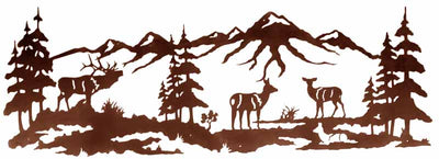 Elk Family 84 Inch Large Metal Wall Art