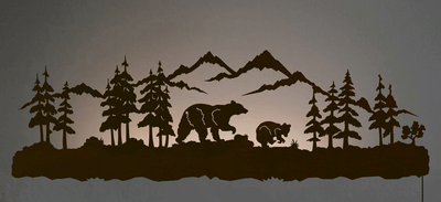 42" Black Bear Family Backlit Metal Wall Art