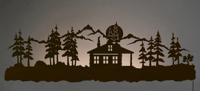 42" Cabin in the Pines Backlit Metal Wall Art