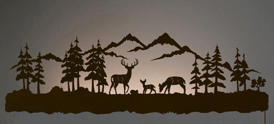 42" Deer Family Backlit Metal Wall Art