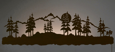 42" Midnight Moon Mountain Scene Backlit Metal Wall Art