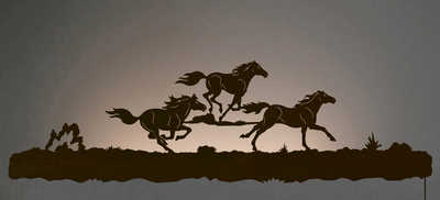 42" Wild Horses Backlit Metal Wall Art