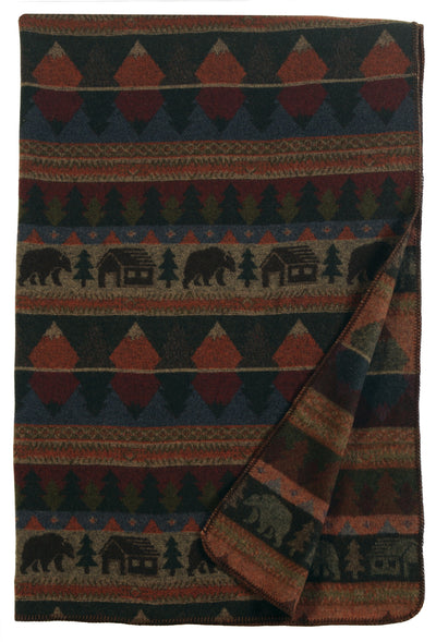 Cabin Bear Wool Blend Throw