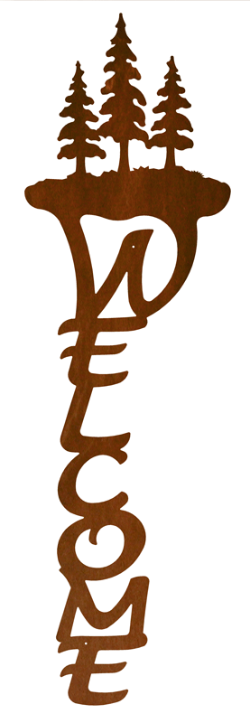Pine Tree Vertical Welcome Sign