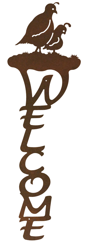 Quail Vertical Welcome Sign