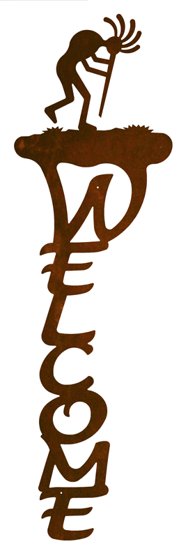 Kokopelli Vertical Welcome Sign