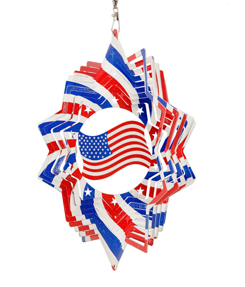 American Flag Metal Wind Spinner
