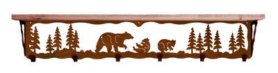 Bear Family Metal 42" Wall Shelf with Hooks