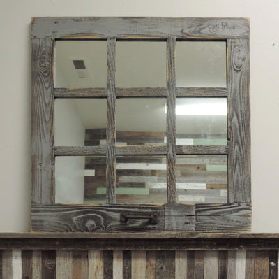 Antique Barnwood Window Wall Mirror