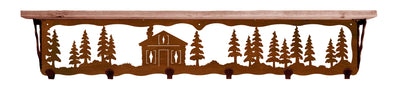 Cabin in Pines Metal 42" Wall Shelf with Hooks