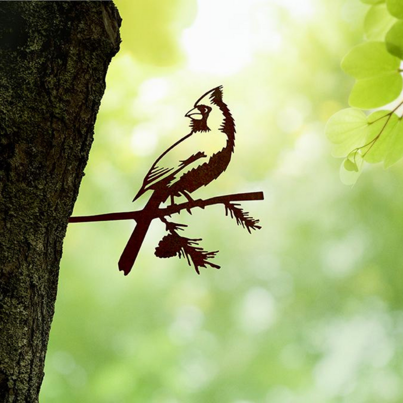 Cardinal Metal Bird Tree Silhouette