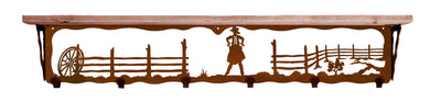 Cowgirl Metal 42" Wall Shelf with Hooks