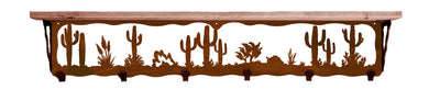 Desert Scene Metal 42" Wall Shelf with Hooks