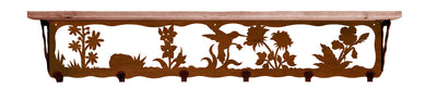 Hummingbird Metal 42" Wall Shelf with Hooks