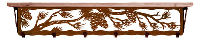 Pine Cone Metal 42" Wall Shelf with Hooks