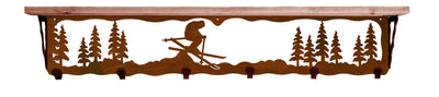 Skier Metal 42" Wall Shelf with Hooks