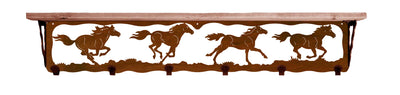 Wild Horse Metal 42" Wall Shelf with Hooks