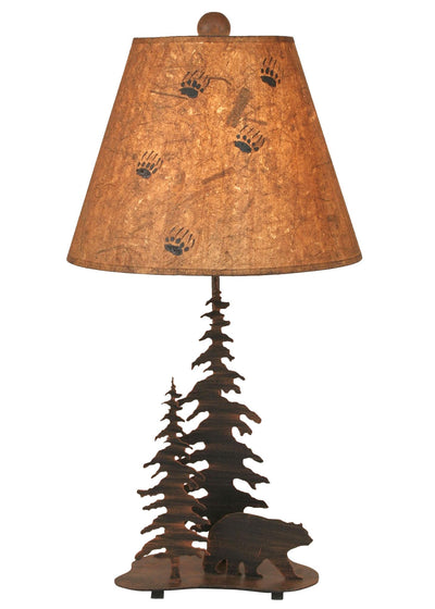 Bear with Pine Trees Metal Table Lamp w/Shade