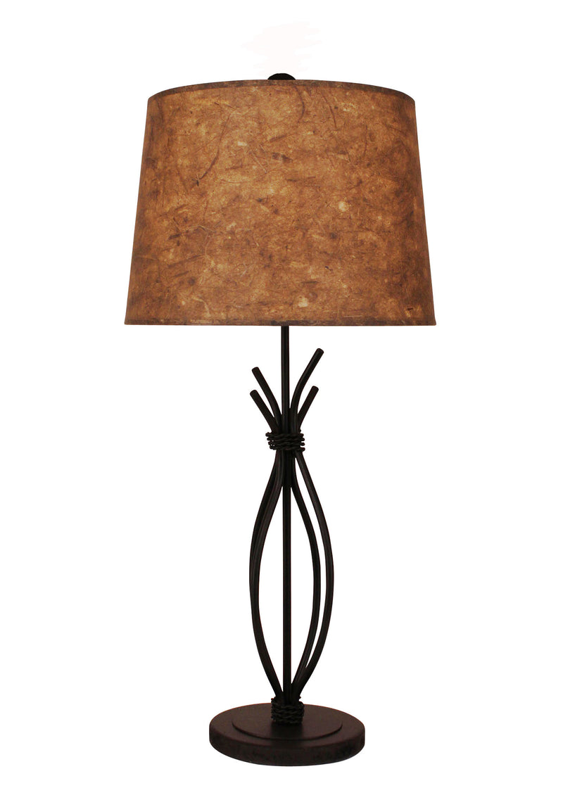 Rustic Metal Curved Iron Table Lamp with Braided Wire
