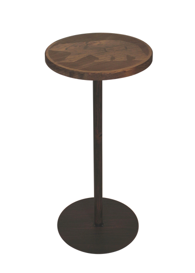 Round Wood Top Drink Table w/Bear Accent