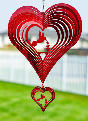 Hummingbird Heart Design Metal Wind Spinner