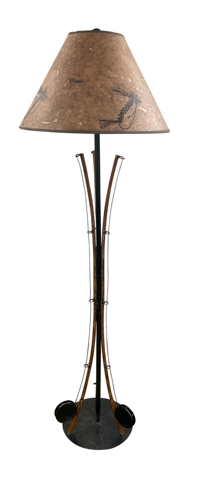 Rustic 3 Fly Fishing Pole Floor Lamp w/ Shade