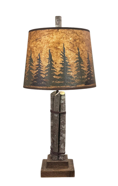 Authentic Wood Stick Rough Cut Rustic Table Lamp