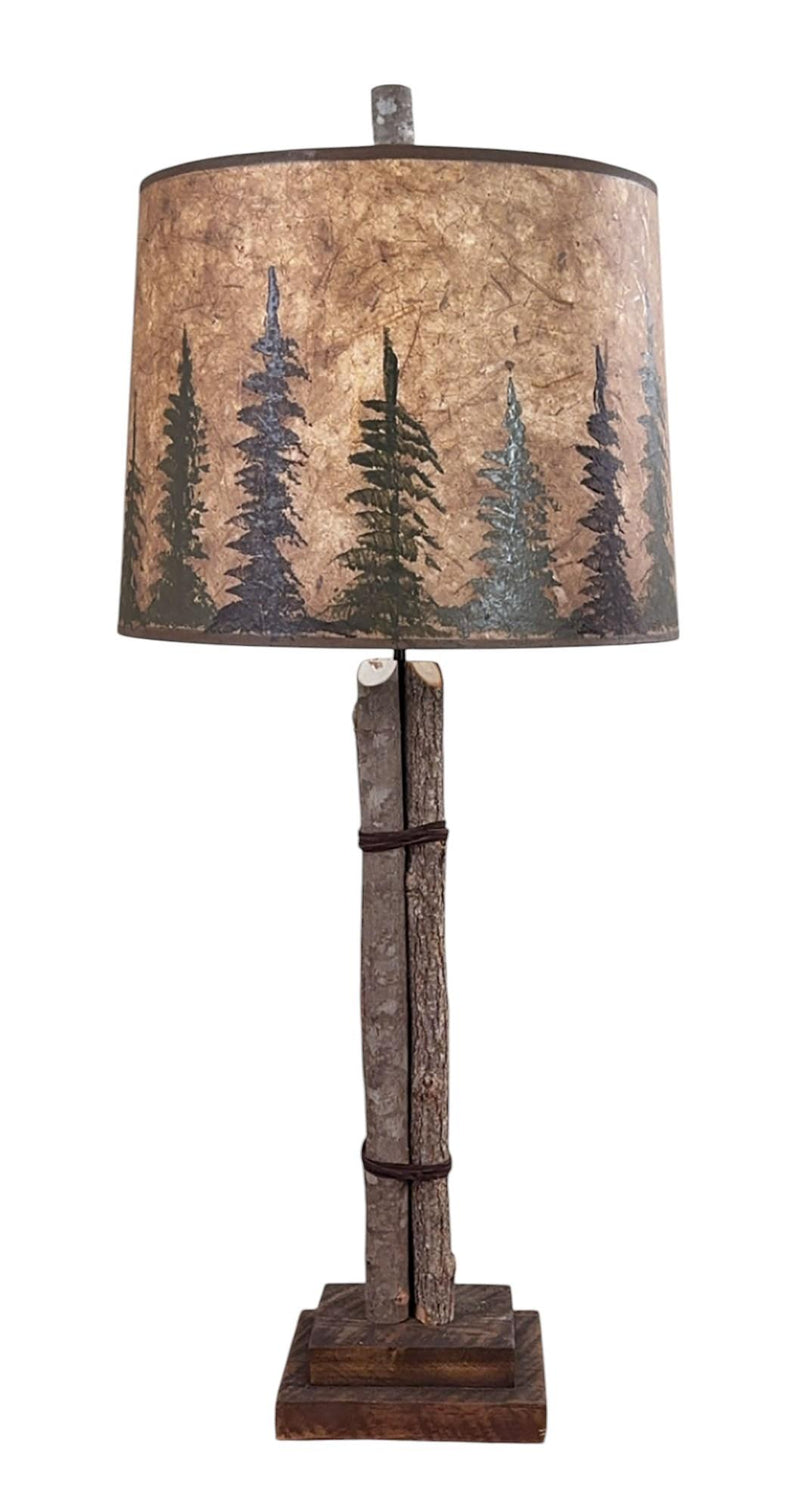 Authentic Wood Twig Rough Cut Rustic Table Lamp W/Shade