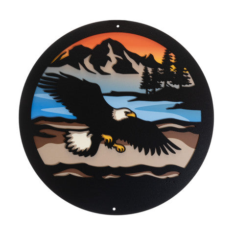 Bald Eagle Round Metal Wall Art / with Backer Plate