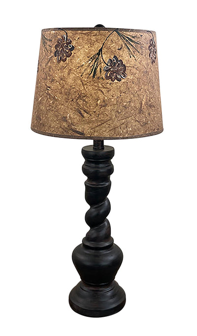 Rustic Burnt Sienna "B" Pot Twist Table Lamp W/Pinecone Shade