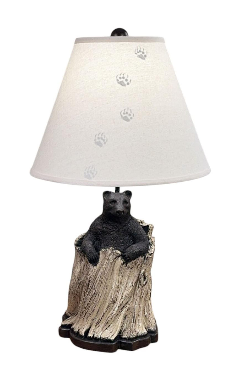 Expresso Black Bear in a Stump 26" Table Lamp