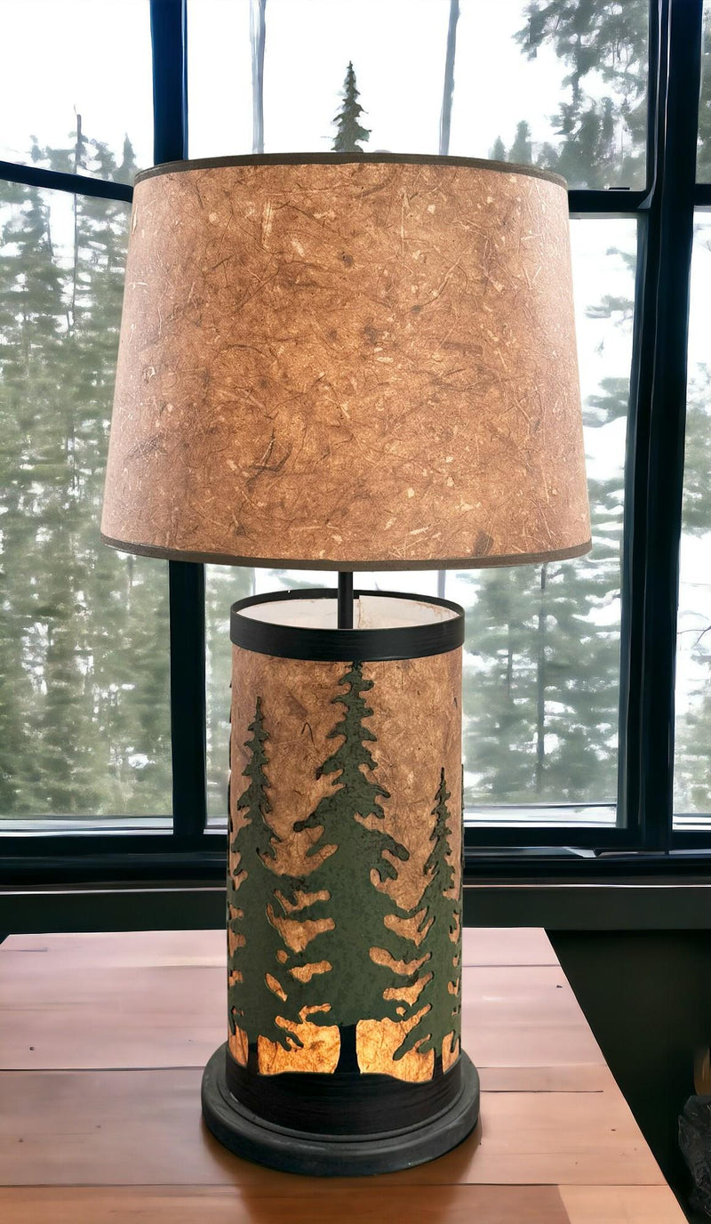 Rugged Pine Tree Accent Table Lamp w/ Night Light