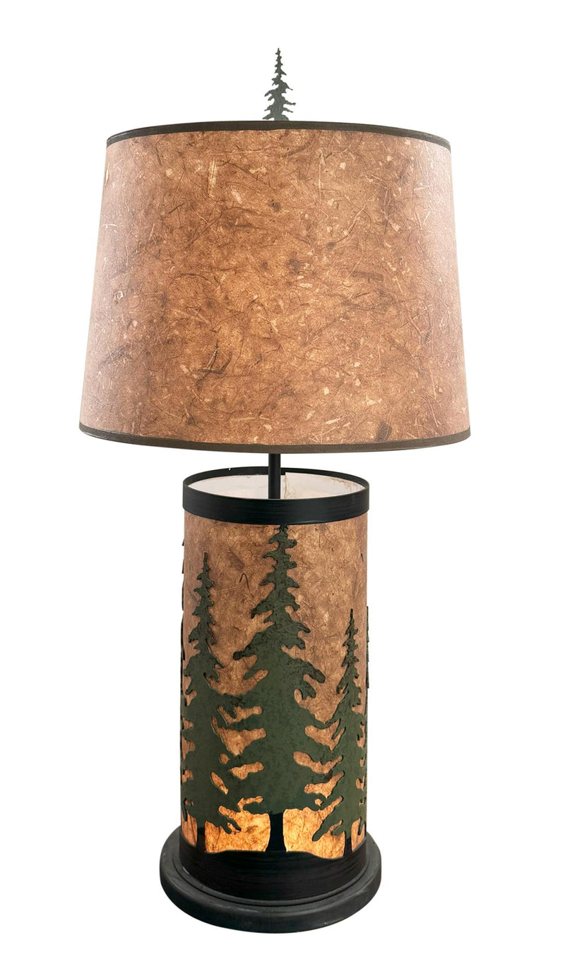 Rugged Pine Tree Accent Table Lamp w/ Night Light