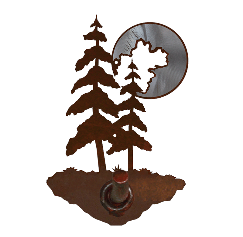 Burnished Double Pine Tree with Moon Robe Hook