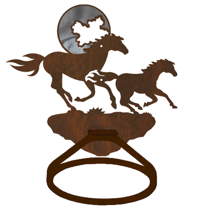 Burnished Horse with Moon Towel Ring