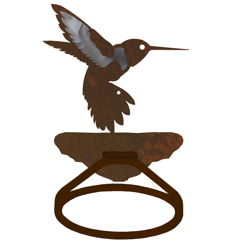 Burnished Hummingbird Metal Towel Ring