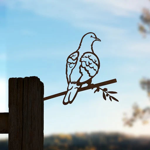 Turtle Dove Metal Bird Tree Silhouette