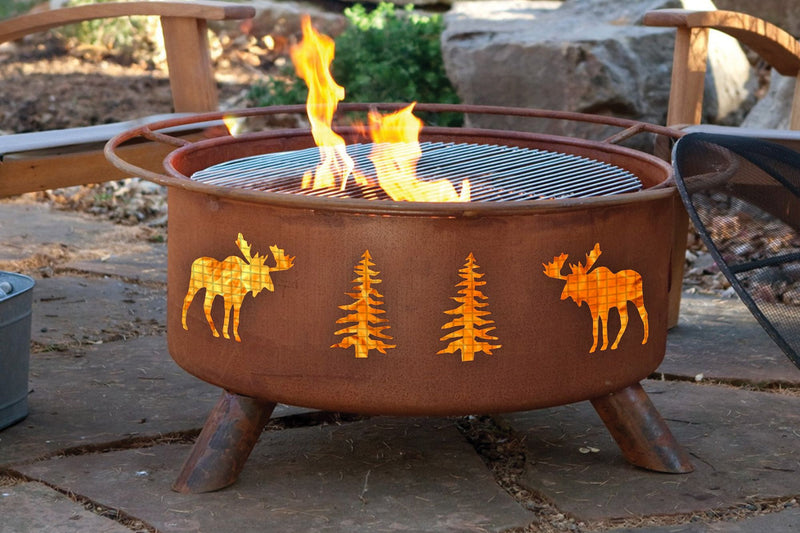 Patina Products Moose with Pine Tree Outdoor Fire Pit