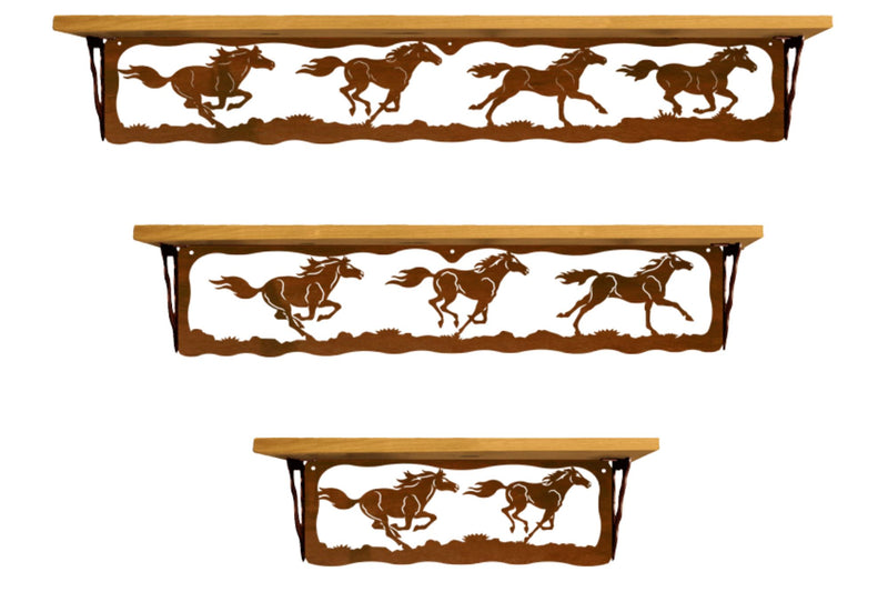 Wild Running Horse Metal Wall Shelf