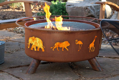 Safari Wild Animal Design Outdoor Fire Pit