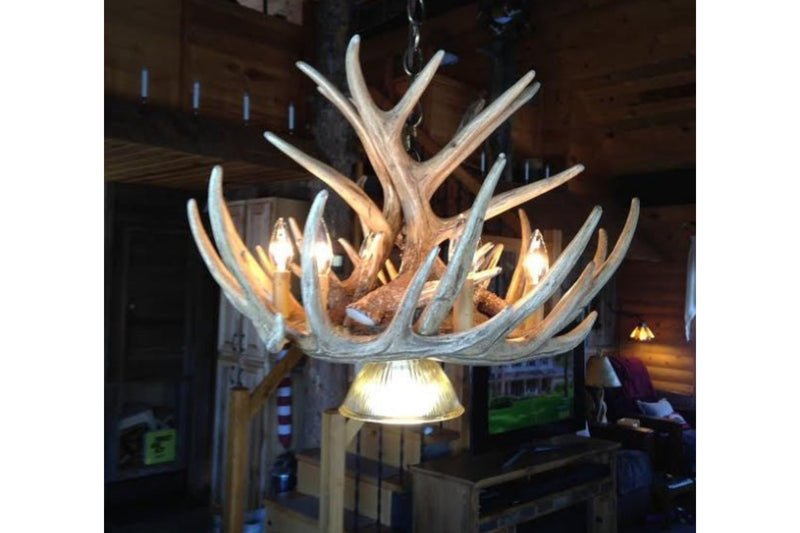 Whitetail Deer 9 Cascade Antler Reproduction Chandelier with Downlight