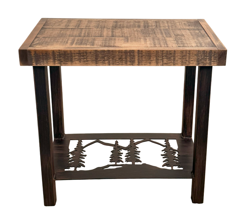 Rectangle Pine Tree Design Side Table