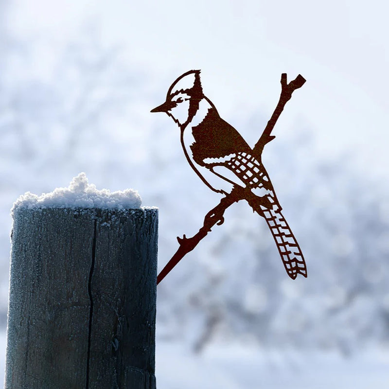 Blue Jay Metal Bird Tree Silhouette