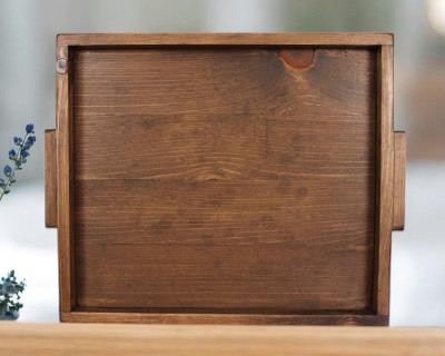 Dark Stained Wood Serving Tray