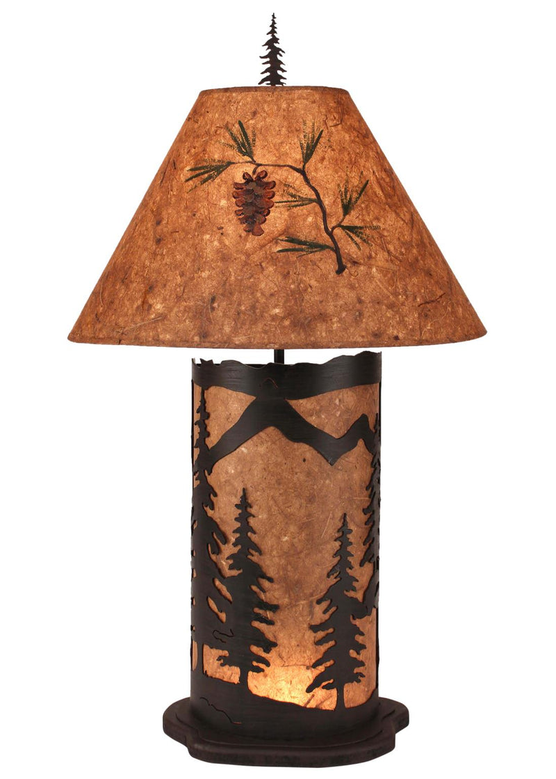 Pine Tree Design Large Table Lamp with Nightlight
